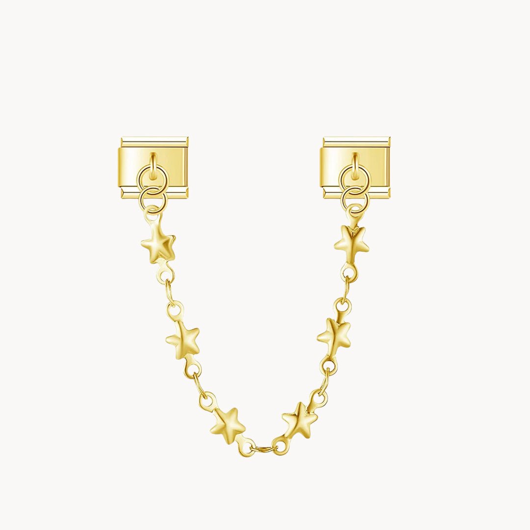 Charm italien Chaîne étoiles : double charm : chaîne dorée ornée de petites étoiles