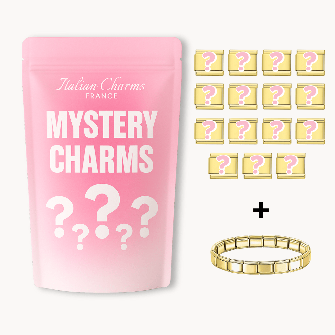 🪩 Mystery Box Deluxe – 15 Charms + 1 Bracelet - Italian Charms France