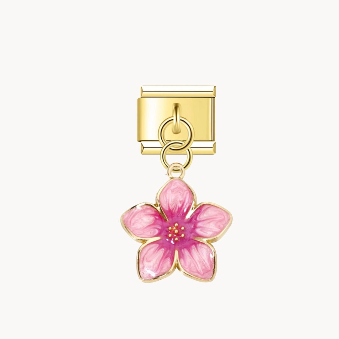 Pendentif fleur hibiscus rose - Italian Charms France