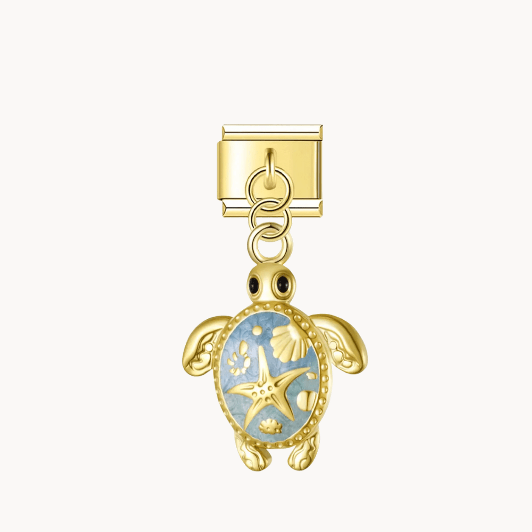 Pendentif tortue étoile de mer bleue - Italian Charms France