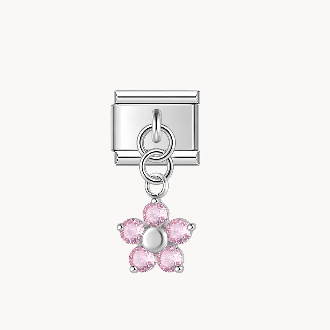 Pendentif petite fleur rose