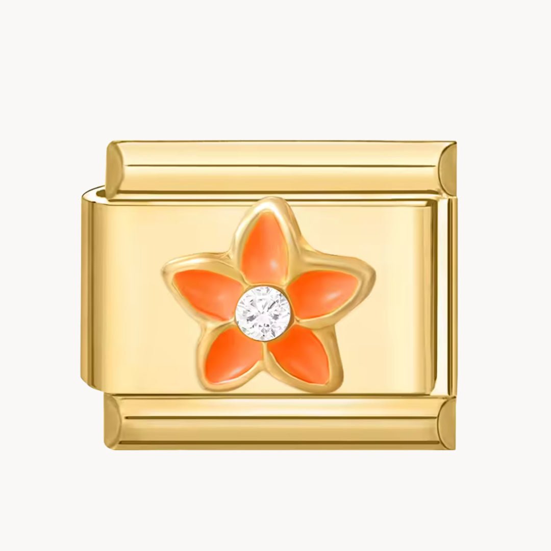 Charm fleur orange - Italian Charms France