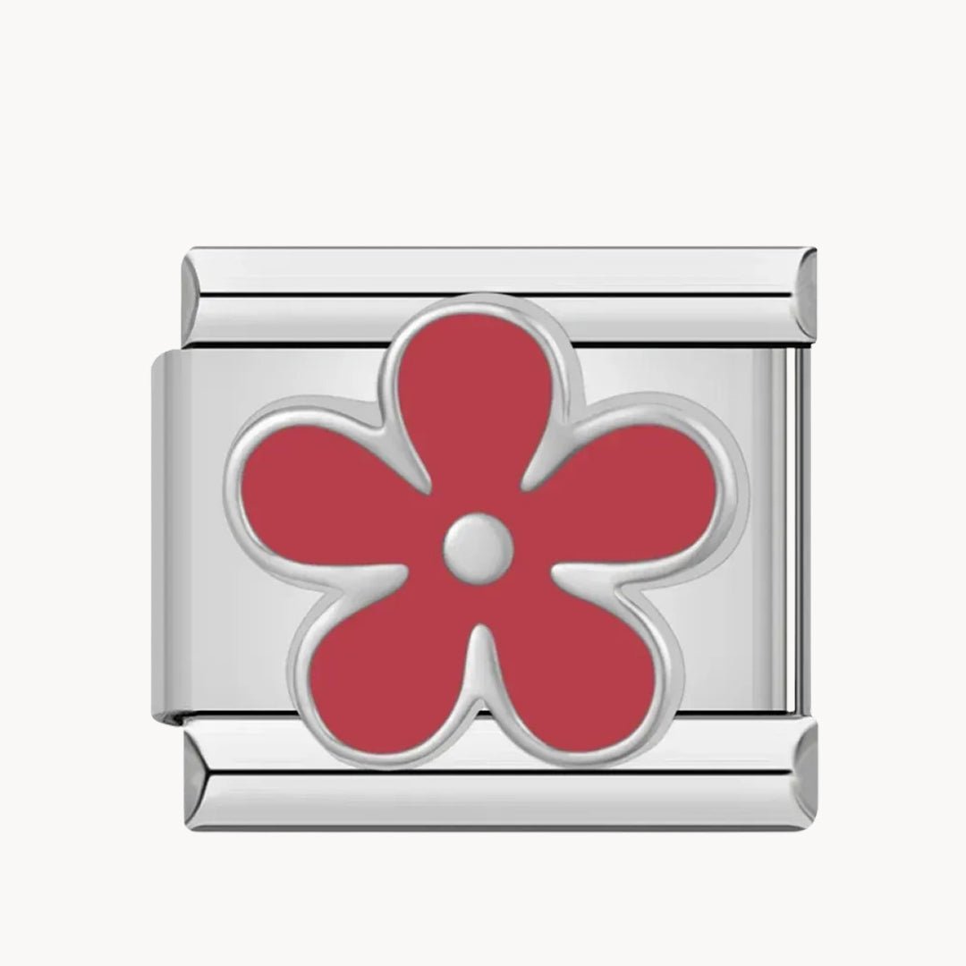 Charm fleur rouge - Italian Charms France