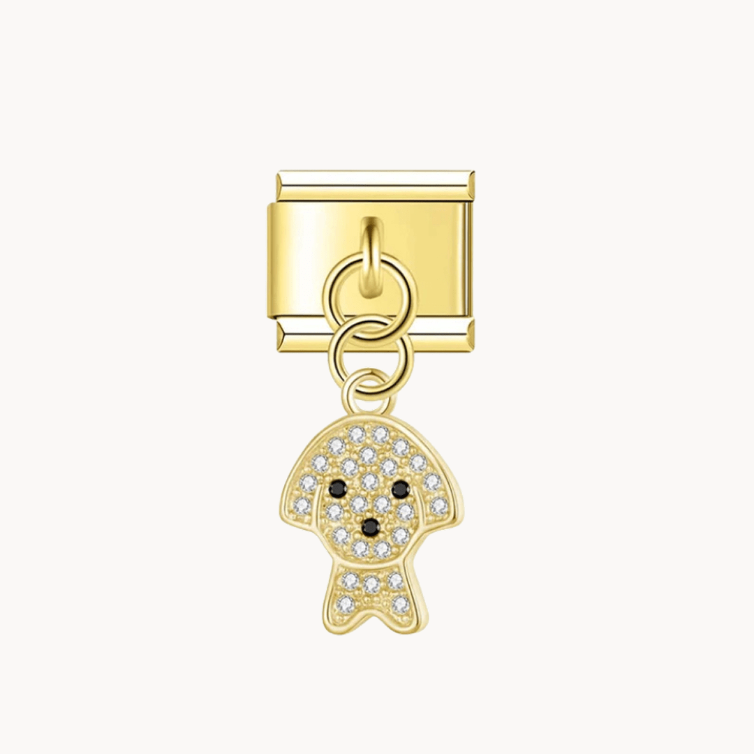 Chien brillant doré - Italian Charms France