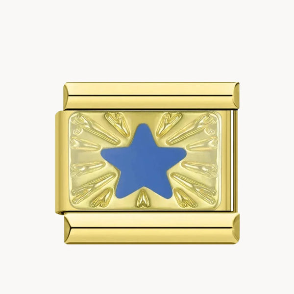 Blue star on gold background