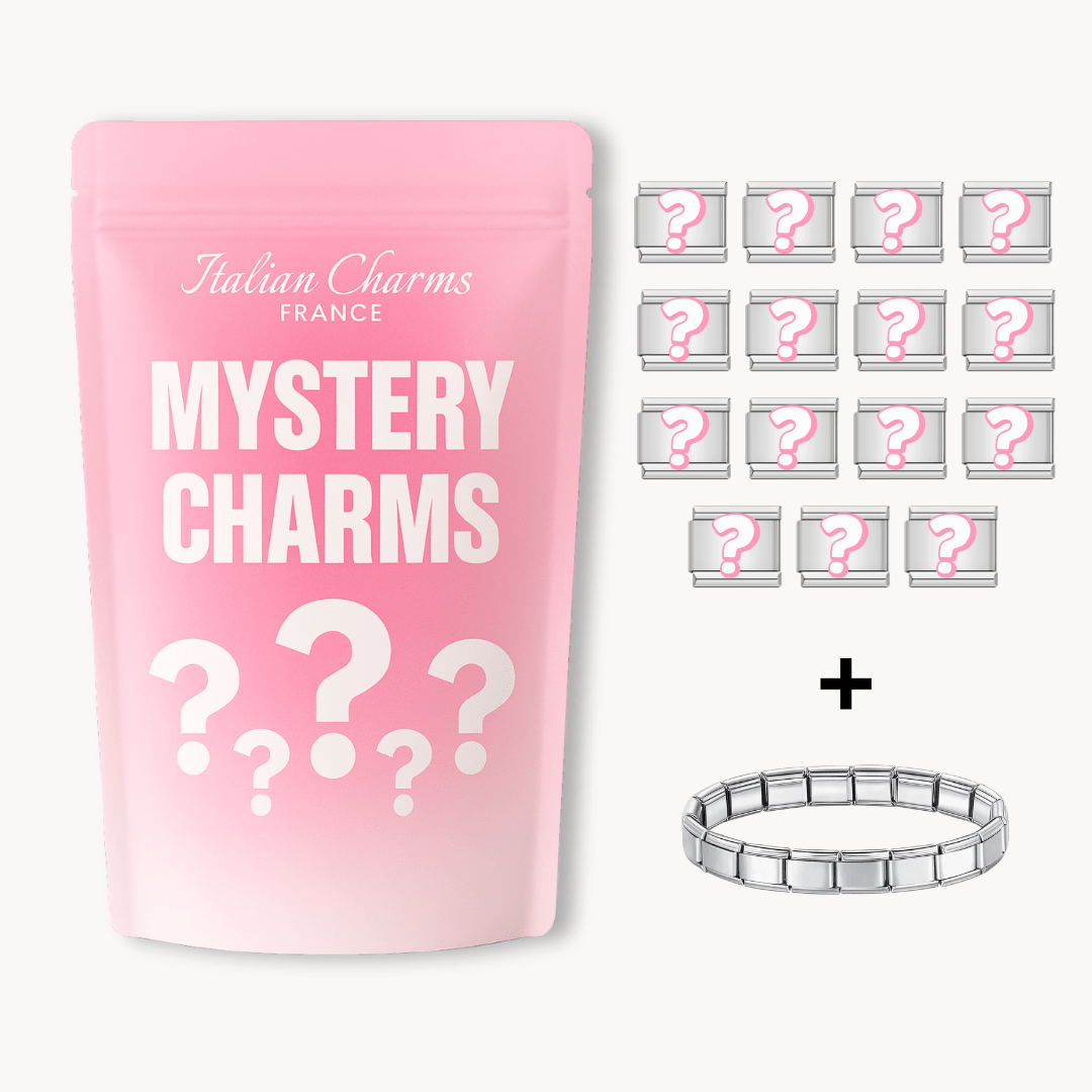 🪩 Mystery Box Deluxe – 15 Charms + 1 Bracelet - Italian Charms France