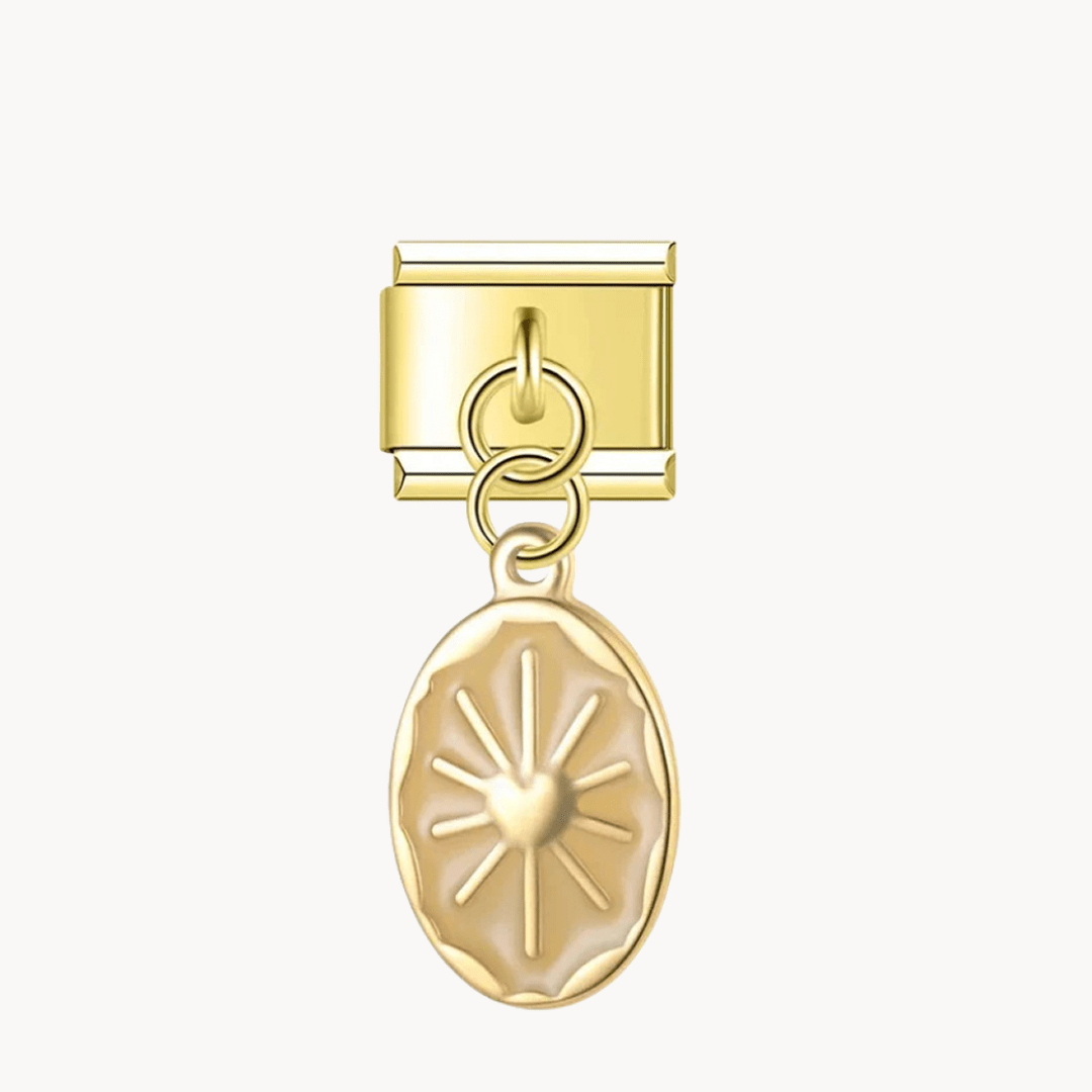 Pendentif beige motif soleil - doré - Italian Charms France
