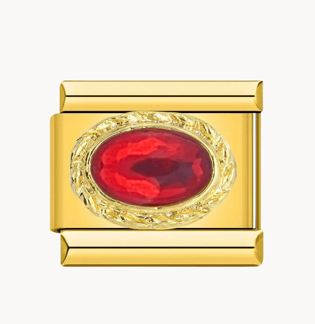 Pierre rouge sur or - Italian Charms France